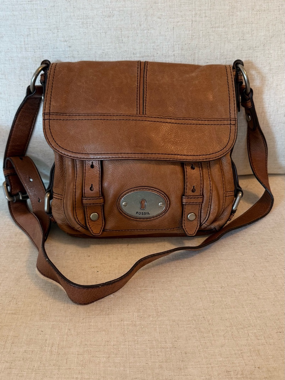 Fossil Chestnut Brown Leather crossbody Bag